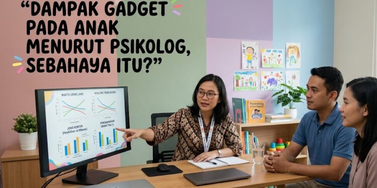 Psikolog menjelaskan hasil penelitian kepada orang tua untuk memahami pengaruh gadget untuk anak terhadap tidur, aktivitas, dan interaksi keluarga.